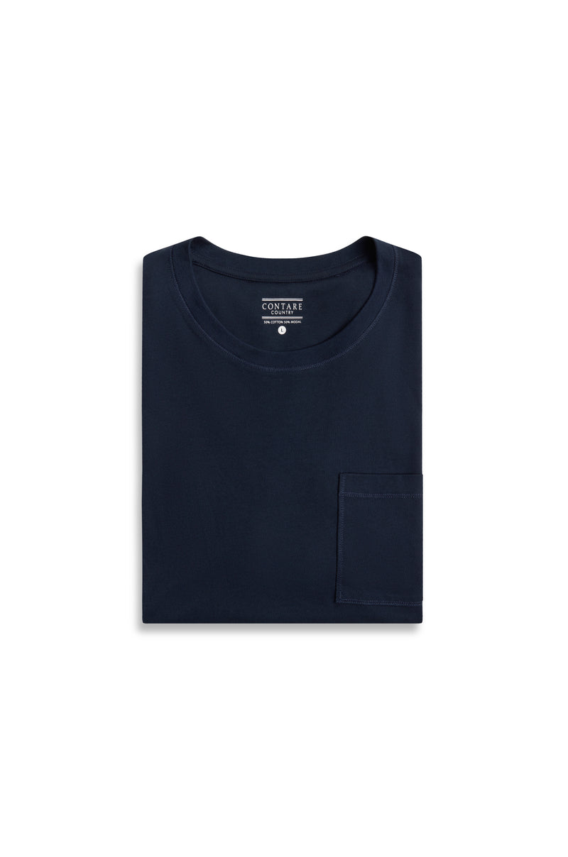 Load image into Gallery viewer, Contare Mens French Navy CloudSoft Jersey Lounge Short Sleeve Tee
