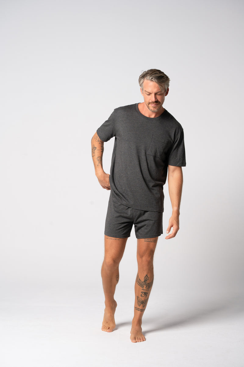 Load image into Gallery viewer, Contare Mens Charcoal CloudSoft Jersey Lounge Short Sleeve Tee
