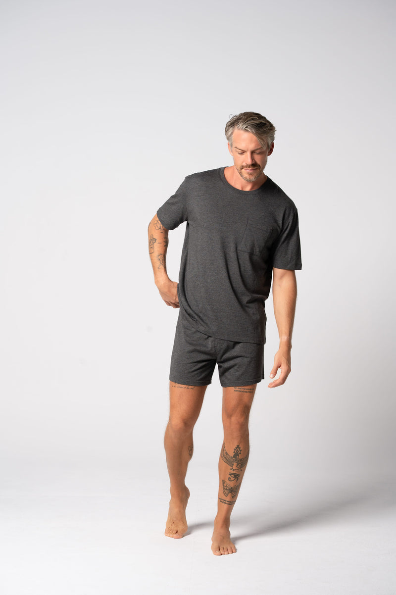 Load image into Gallery viewer, Contare Mens Charcoal CloudSoft Jersey Lounge Short
