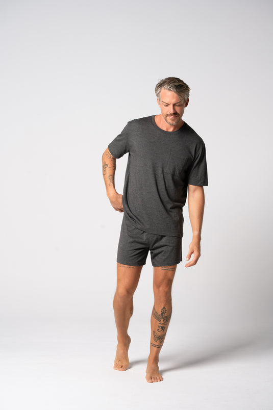 Contare Mens Charcoal CloudSoft Jersey Lounge Short - Plus Size