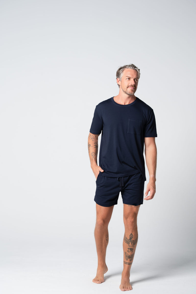 Load image into Gallery viewer, Contare Mens French Navy CloudSoft Jersey Lounge Short - Plus Size
