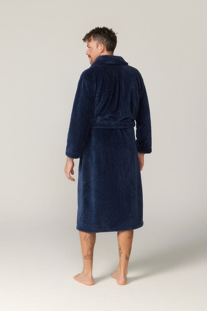 Load image into Gallery viewer, Contare Mens Jacquard Fleece Gown – Indigo
