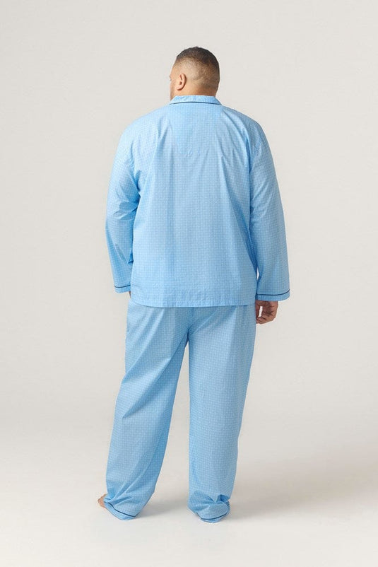 Contare Country Mens Long Sleeve Pyjama Set Symmetry Print - Light Blue