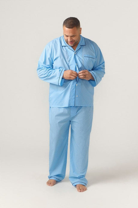 Contare Country Mens Long Sleeve Pyjama Set Symmetry Print - Light Blue