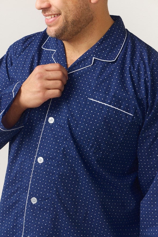 Load image into Gallery viewer, Contare Country Mens Long Sleeve Pyjama Set Symmetry Print - Navy
