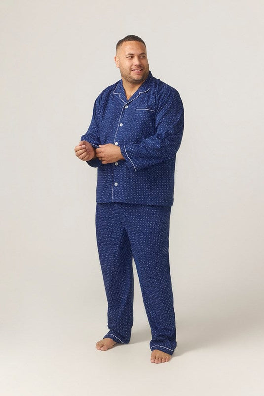 Contare Country Mens Long Sleeve Pyjama Set Symmetry Print - Navy