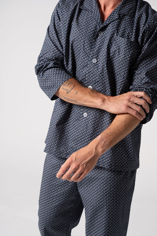 Contare Men's Contemporary Cotton Long Sleeve Set- Nightfall