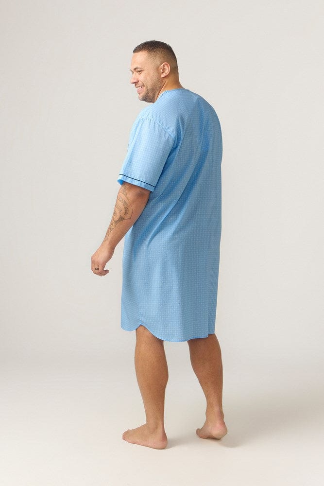 Load image into Gallery viewer, Contare Country Mens Short Sleeve Nightshirt Symmetry Print - Light Blue
