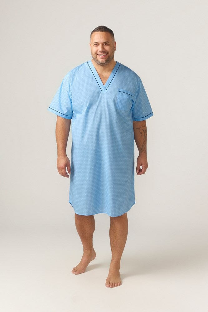 Load image into Gallery viewer, Contare Country Mens Short Sleeve Nightshirt Symmetry Print - Light Blue
