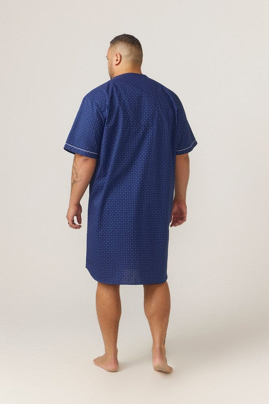 Contare Country Mens Short Sleeve Nightshirt Symmetry Print - Navy