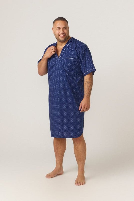 Contare Country Mens Short Sleeve Nightshirt Symmetry Print - Navy
