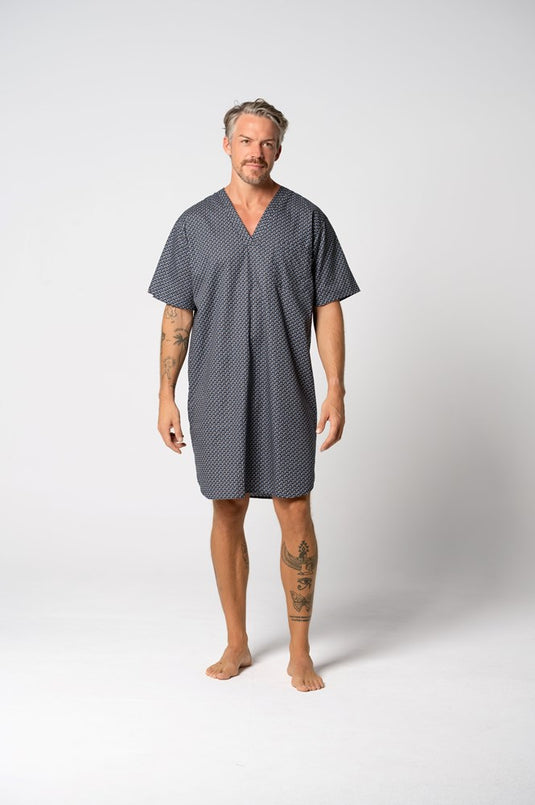Contare Men's Contemporary Cotton Short Sleeve Nightshirt - Nightfall