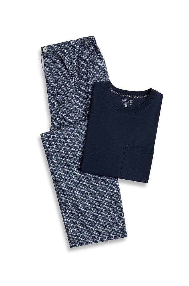 Load image into Gallery viewer, Contare Men's Contemporary Cotton Tee and Pant Set - Nightfall/Navy
