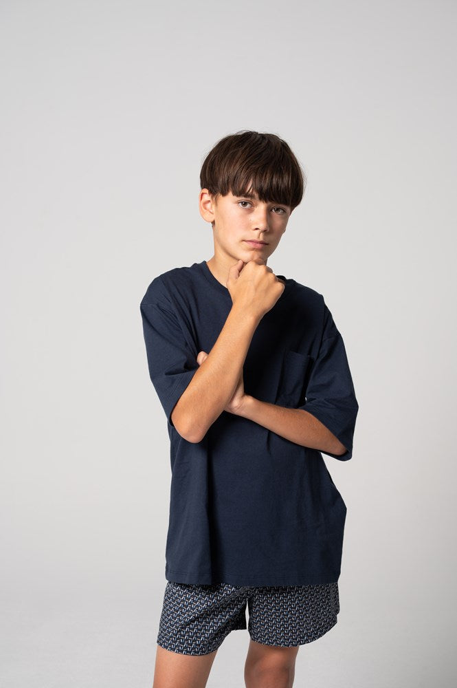 Load image into Gallery viewer, Contare Kids' Contemporary Cotton Tee and Boxer Set - Nightfall
