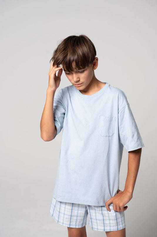 Contare Kids' Contemporary Cotton Tee and Boxer Set - Summerfield Check
