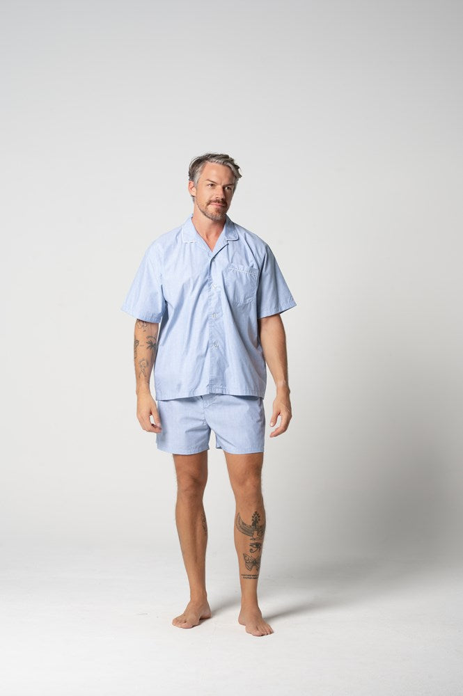 Load image into Gallery viewer, Contare Men's Refined Cotton Short Sleeve Set - Chambray
