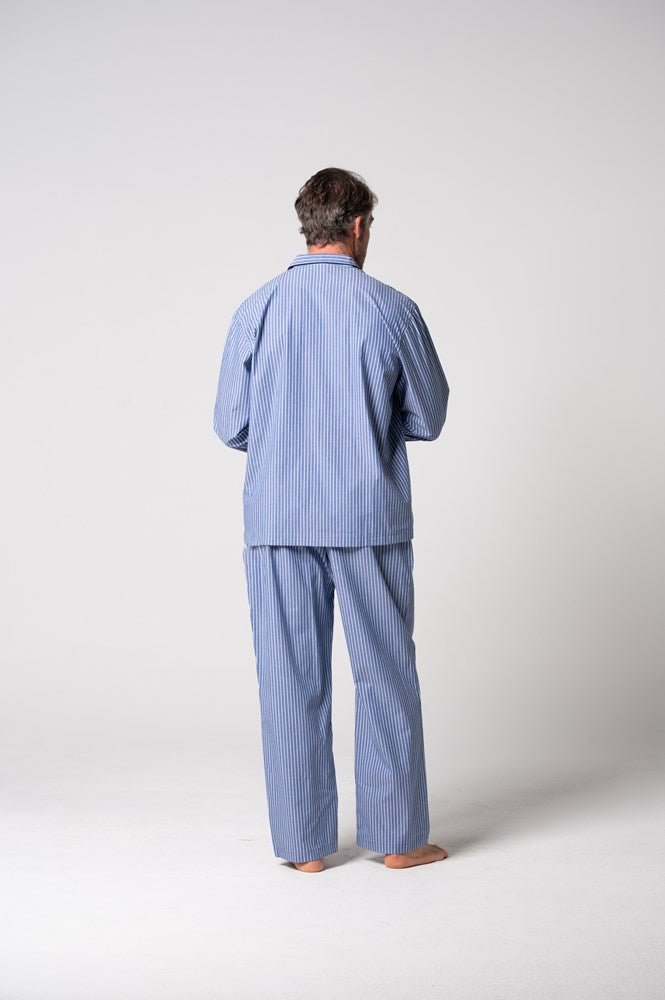 Load image into Gallery viewer, Contare Men's Refined Cotton Long Sleeve Set - Denim Stripes
