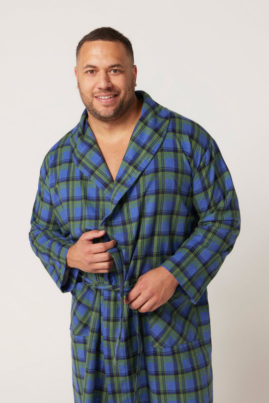 Contare Mens Flannelette Long Sleeve Robe