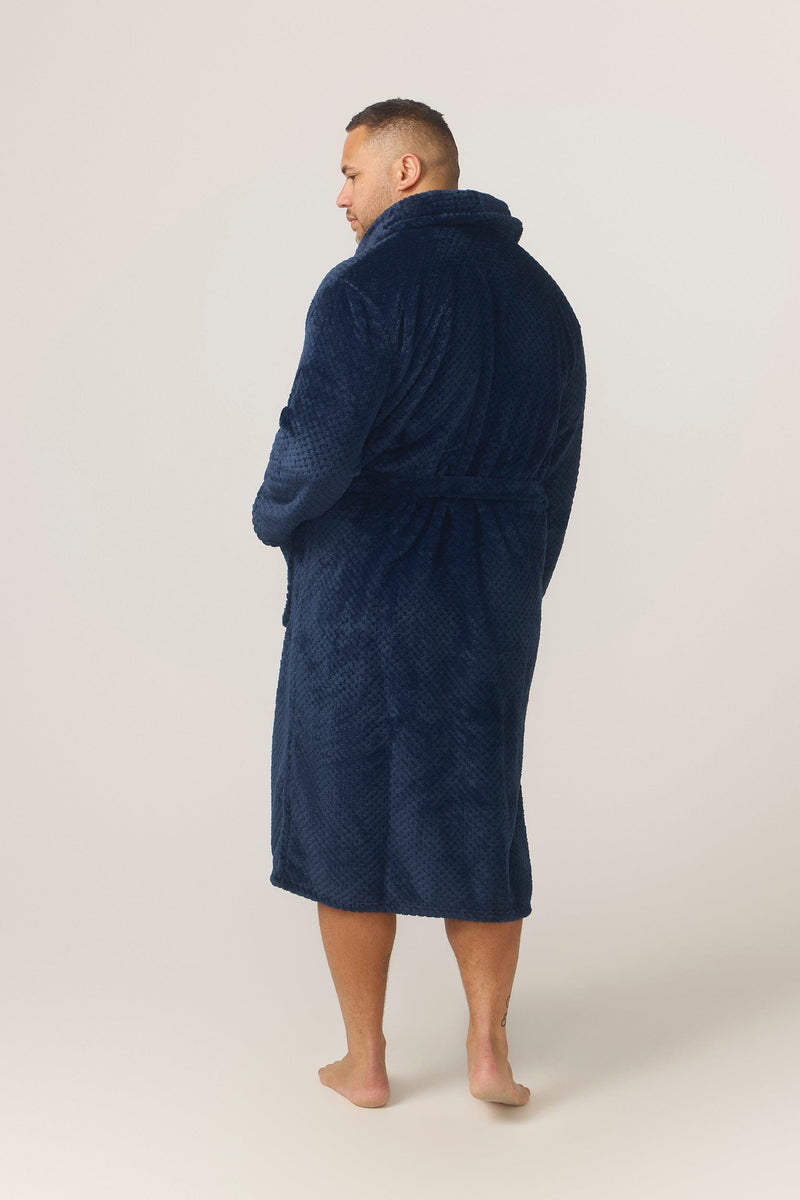 Load image into Gallery viewer, Contare Mens Jacquard Fleece Gown – Indigo
