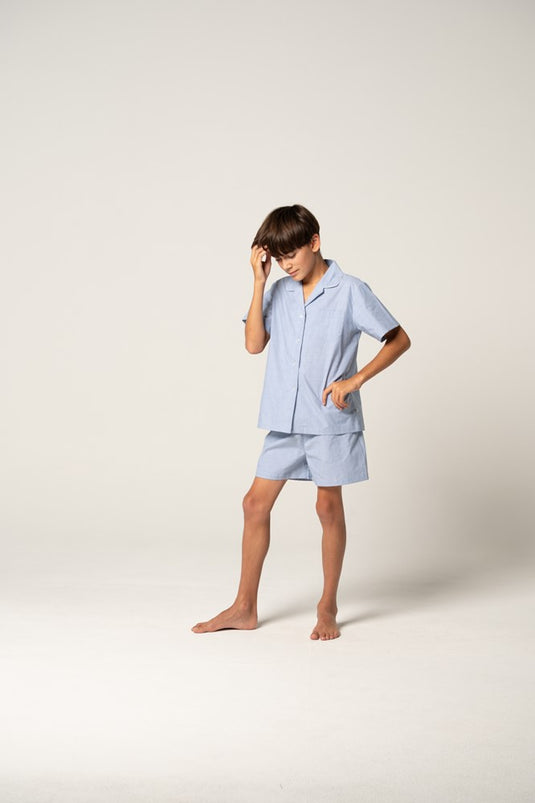 Contare Kids Refined Cotton Junior Shortie Pyjama Set - Chambray