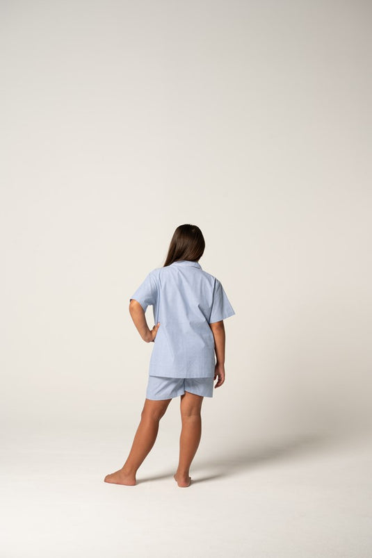 Contare Kids Refined Cotton Junior Shortie Pyjama Set - Chambray