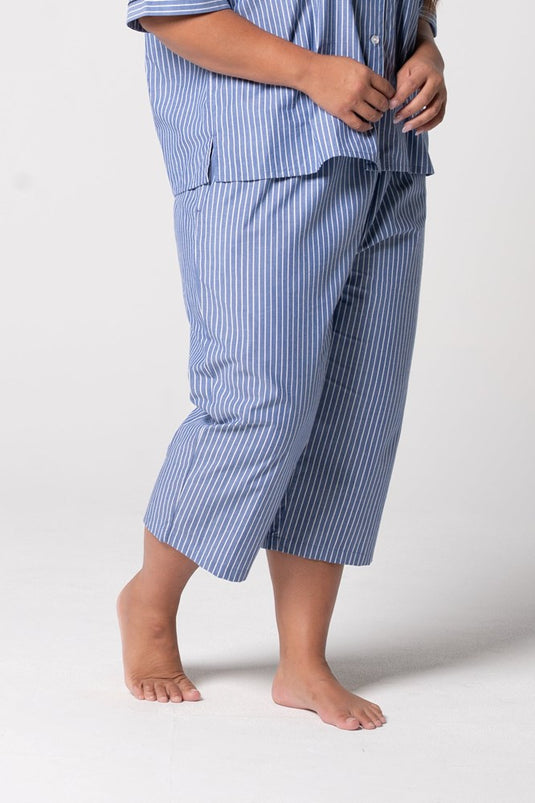 Contare Women’s Refined Cotton Crop Pant - Denim Stripes