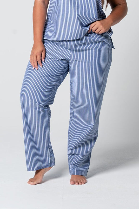 Contare Women’s Refined Cotton Straight Leg Pant - Denim Stripes