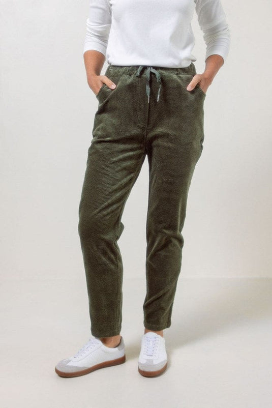 See Saw Womens Cord Elastane Jogger - Khaki