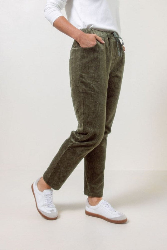See Saw Womens Cord Elastane Jogger - Khaki