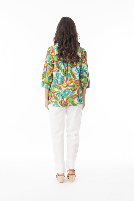 Orientique Womens Curacao Top Frill Neckline