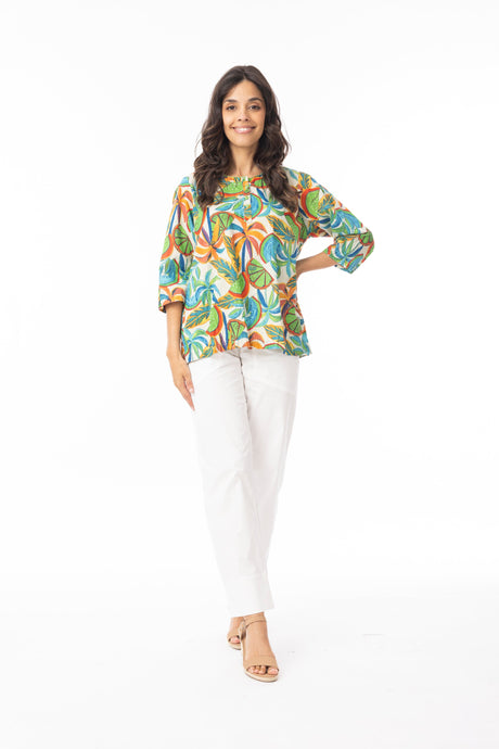 Orientique Womens Curacao Top Frill Neckline