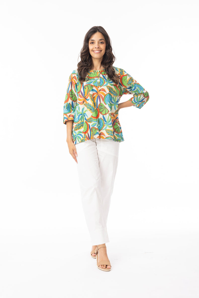 Load image into Gallery viewer, Orientique Womens Curacao Top Frill Neckline
