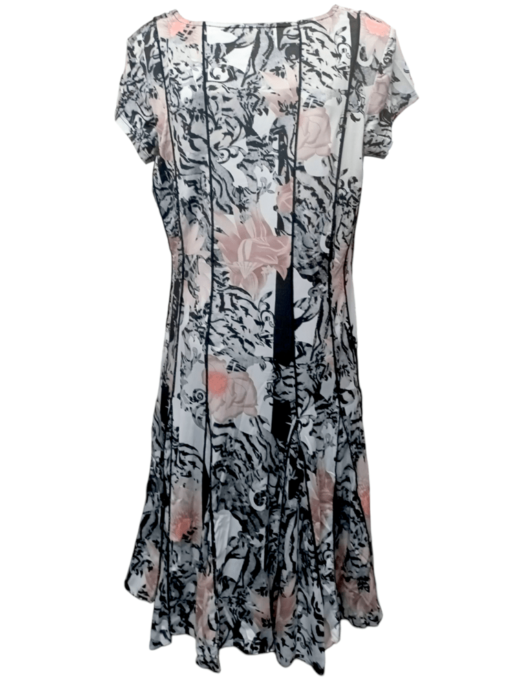 Load image into Gallery viewer, Tango Mango Womens Pleated Cap Sleeve Dress - Greyscale Floral
