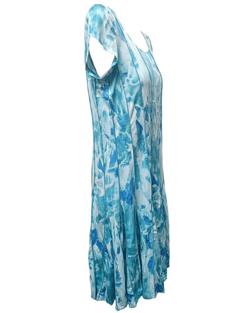 Load image into Gallery viewer, Tango Mango Womens Pleated Cap Sleeve Dress - Teal Wash
