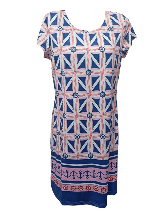 Tango Mango Womens Scoop Neck Shift Dress - Ship Print