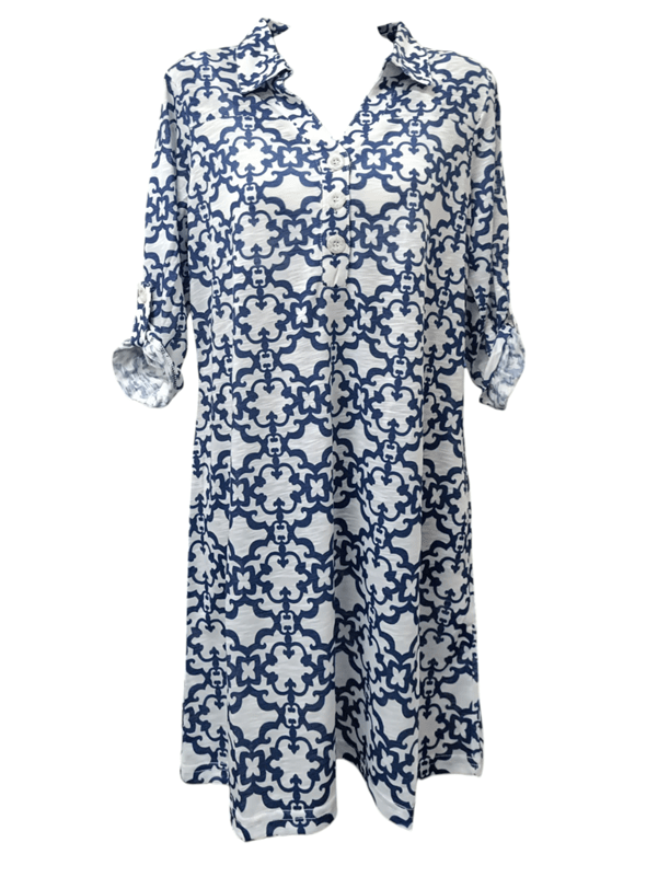 Load image into Gallery viewer, Tango Mango Womens 3/4 Sleeve Button Up V-Neck Dress
