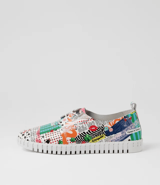 Django & Juliette Huston Collage 2 White Patent Leather Sneakers