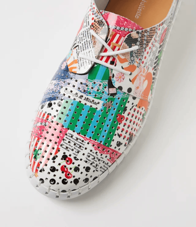 Load image into Gallery viewer, Django &amp; Juliette Huston Collage 2 White Patent Leather Sneakers
