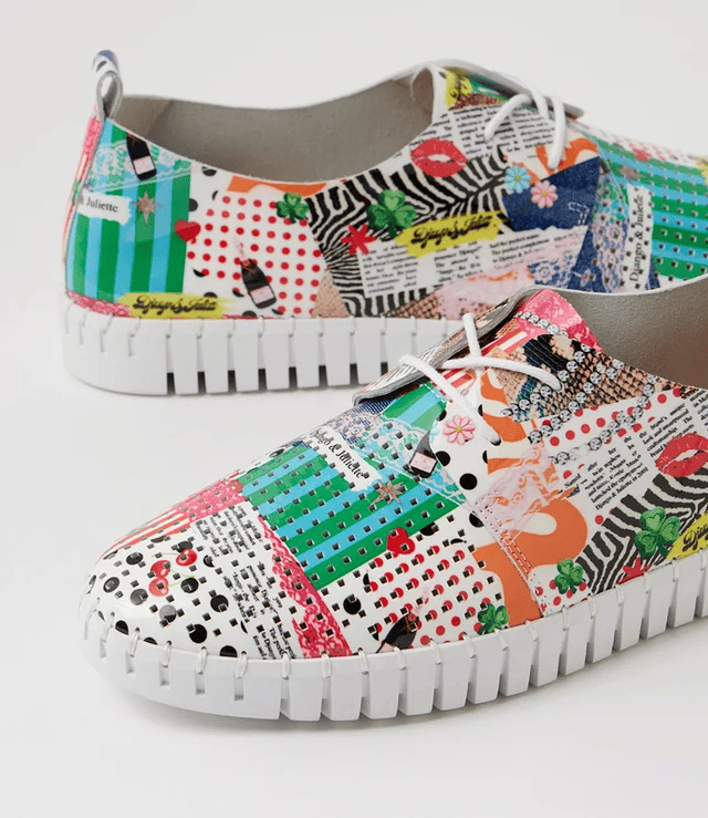 Load image into Gallery viewer, Django &amp; Juliette Huston Collage 2 White Patent Leather Sneakers
