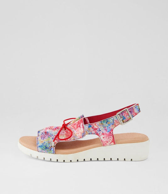 Django & Juliette Womens Malika Leather Sandals - Red Multi