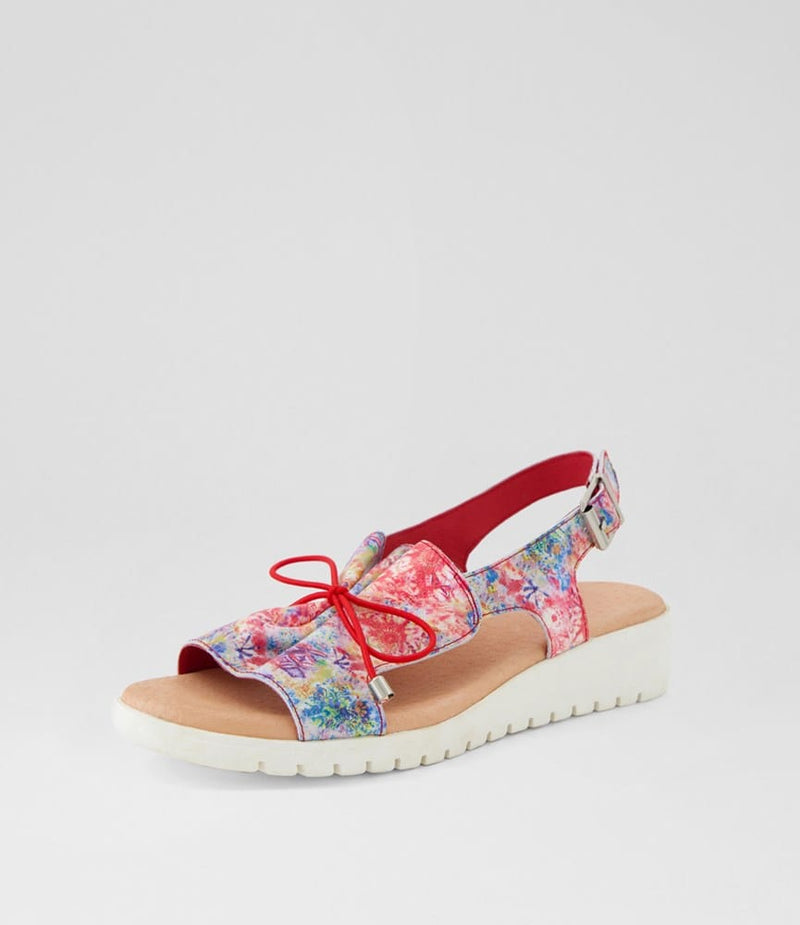 Load image into Gallery viewer, Django &amp; Juliette Womens Malika Leather Sandals - Red Multi
