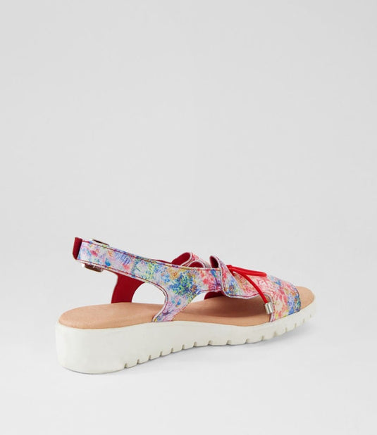 Django & Juliette Womens Malika Leather Sandals - Red Multi