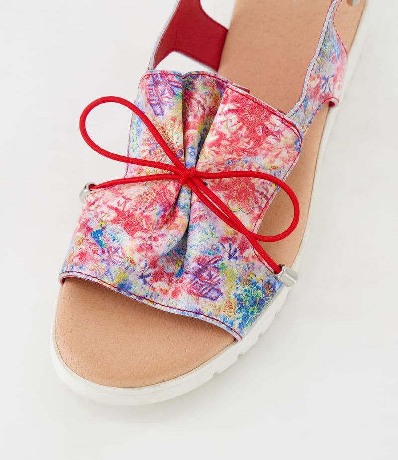 Load image into Gallery viewer, Django &amp; Juliette Womens Malika Leather Sandals - Red Multi

