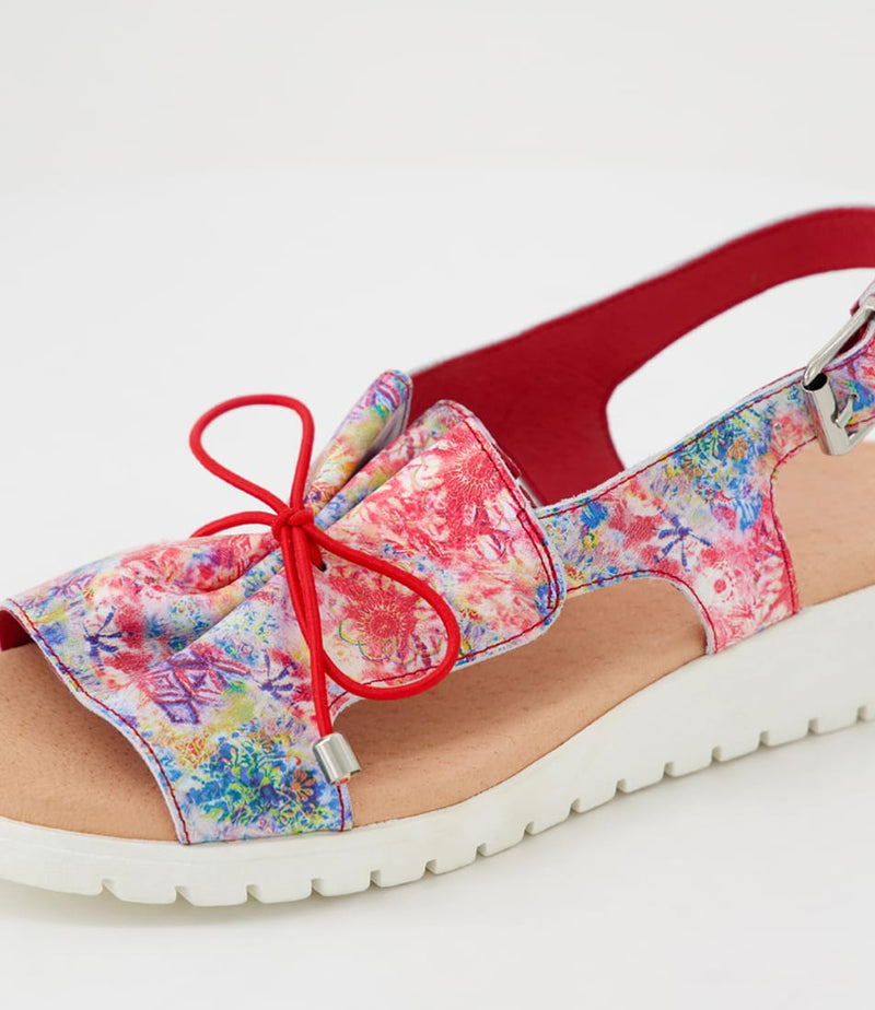 Load image into Gallery viewer, Django &amp; Juliette Womens Malika Leather Sandals - Red Multi
