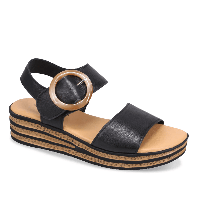 Load image into Gallery viewer, Django &amp; Juliette Cubbie Platform Sandal - Black
