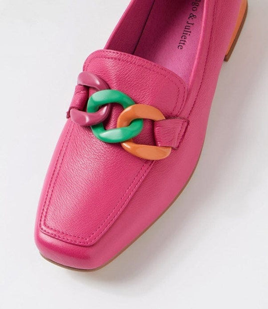 Django & Juliette Womens Boosta Leather Heel - Fuchsia