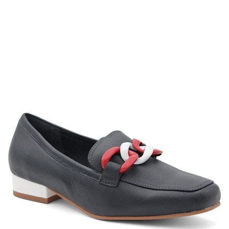 Django & Juliette Womens Boosta Leather Heel - Navy