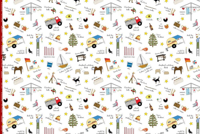 Load image into Gallery viewer, Red Tractor Designs &quot;Christmas in Australia&quot; Cotton Drill
