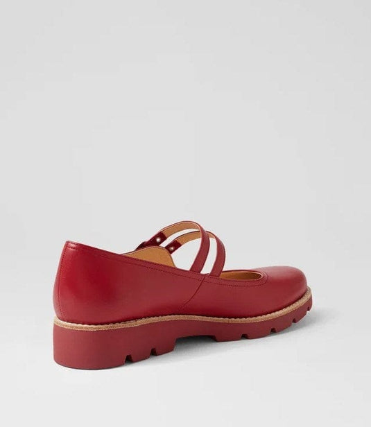 Django & Juliette Womens Dabbie Dark Red Leather Flat Shoes