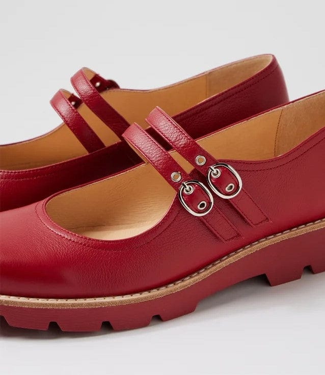 Load image into Gallery viewer, Django &amp; Juliette Womens Dabbie Dark Red Leather Flat Shoes
